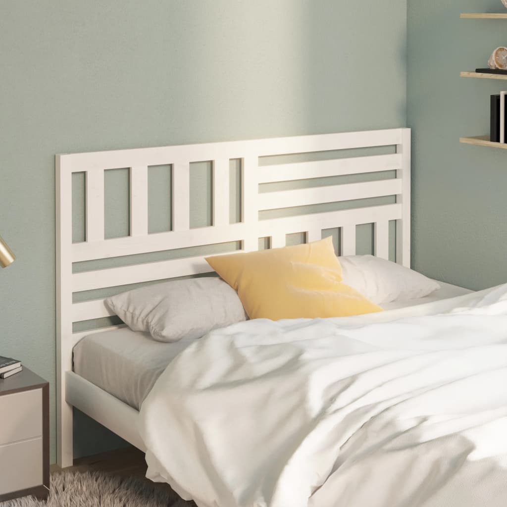 Bed Headboard White 146x4x100 cm Solid Wood Pine - Decor Base
