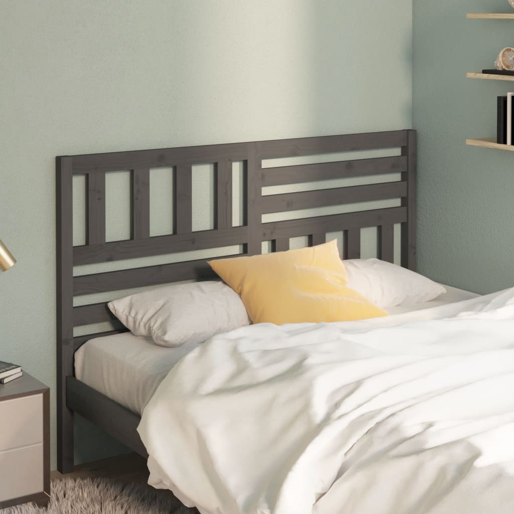 Bed Headboard Grey 156x4x100 cm Solid Wood Pine - Decor Base