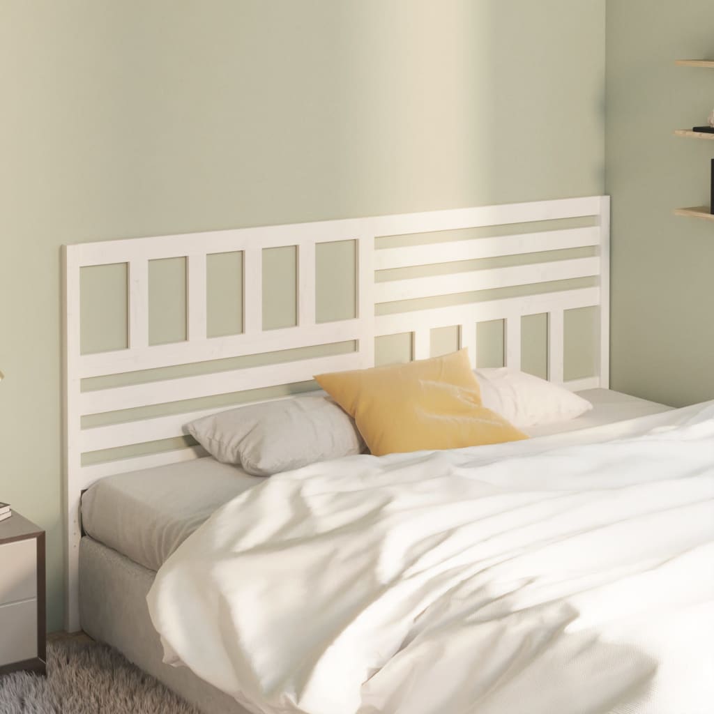Bed Headboard White 206x4x100 cm Solid Wood Pine - Unbeatable Bargains