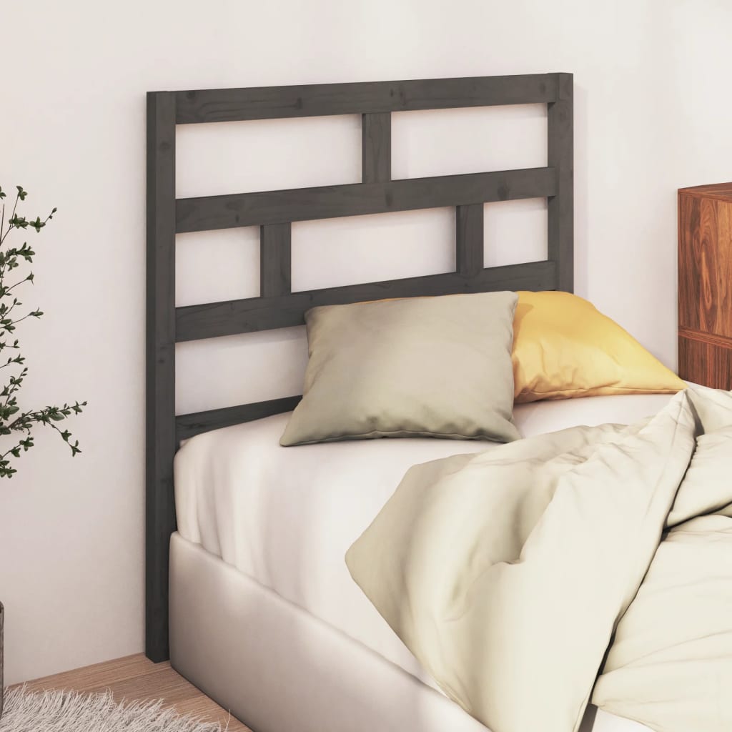 Bed Headboard Grey 81x4x100 cm Solid Wood Pine - Unbeatable Bargains