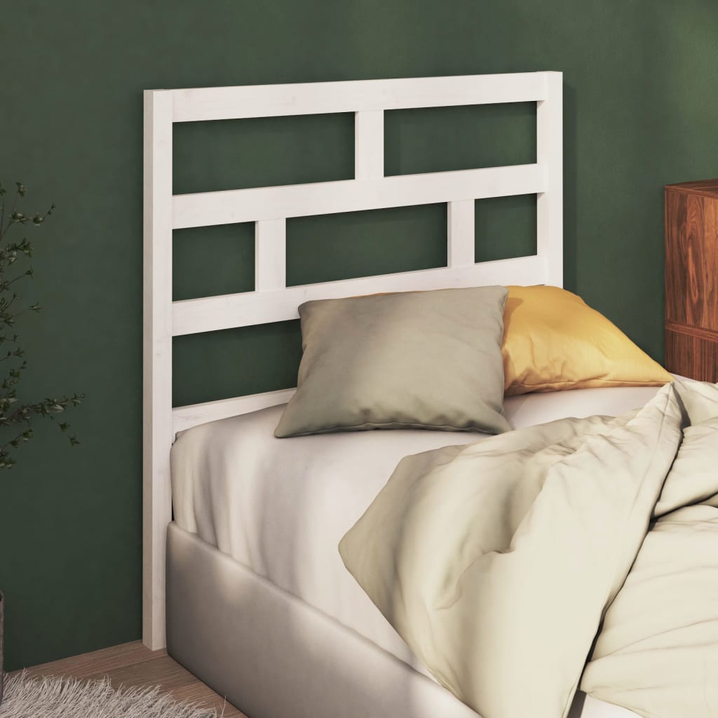 Bed Headboard White 96x4x100cm Solid Wood Pine - Design Hut