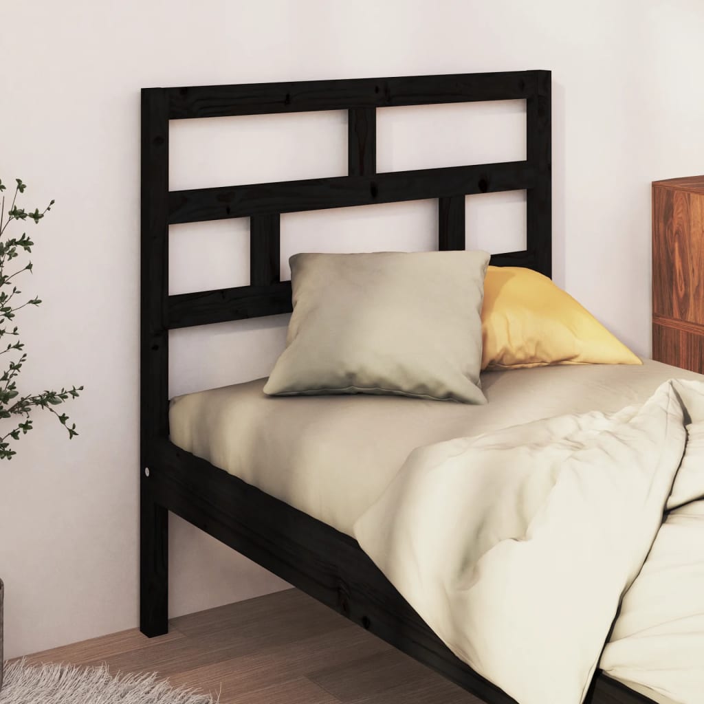Bed Headboard Black 96x4x100 cm Solid Wood Pine - Unbeatable Bargains