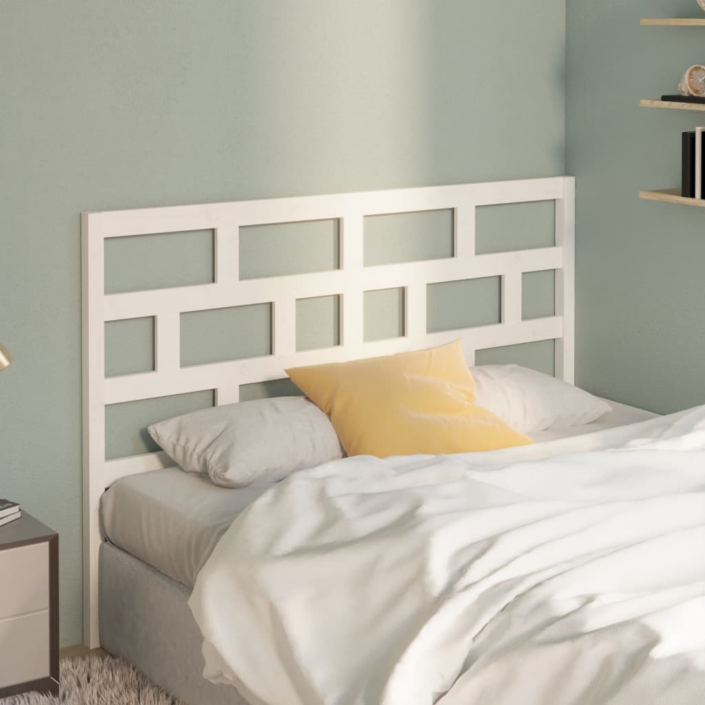 Bed Headboard White 126x4x100 cm Solid Wood Pine - The Home Maker