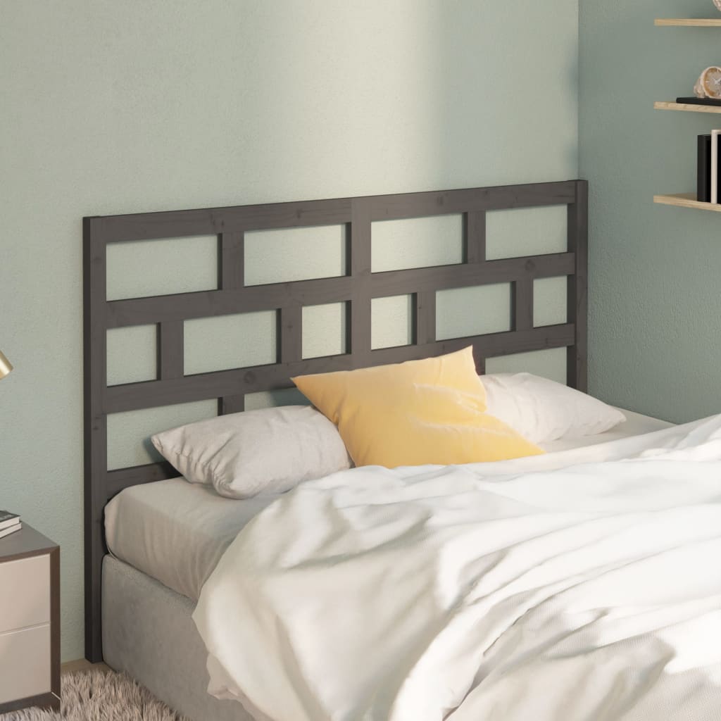 Bed Headboard Grey 141x4x100 cm Solid Wood Pine - Tyrell & Tyrell