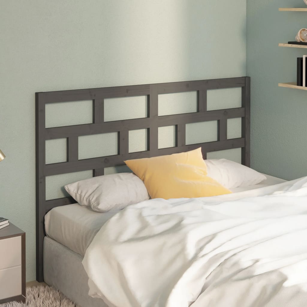 Bed Headboard Grey 156x4x100 cm Solid Wood Pine - Decor Base