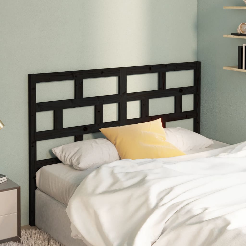 Bed Headboard Black 166x4x100 cm Solid Wood Pine - Decor Base