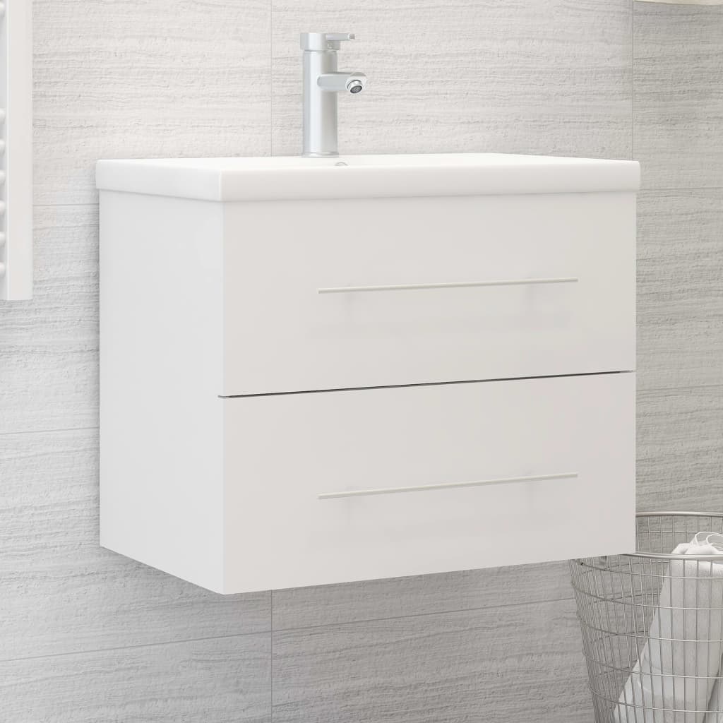 Sink Cabinet with Built-in Basin White Engineered Wood - All Things Good