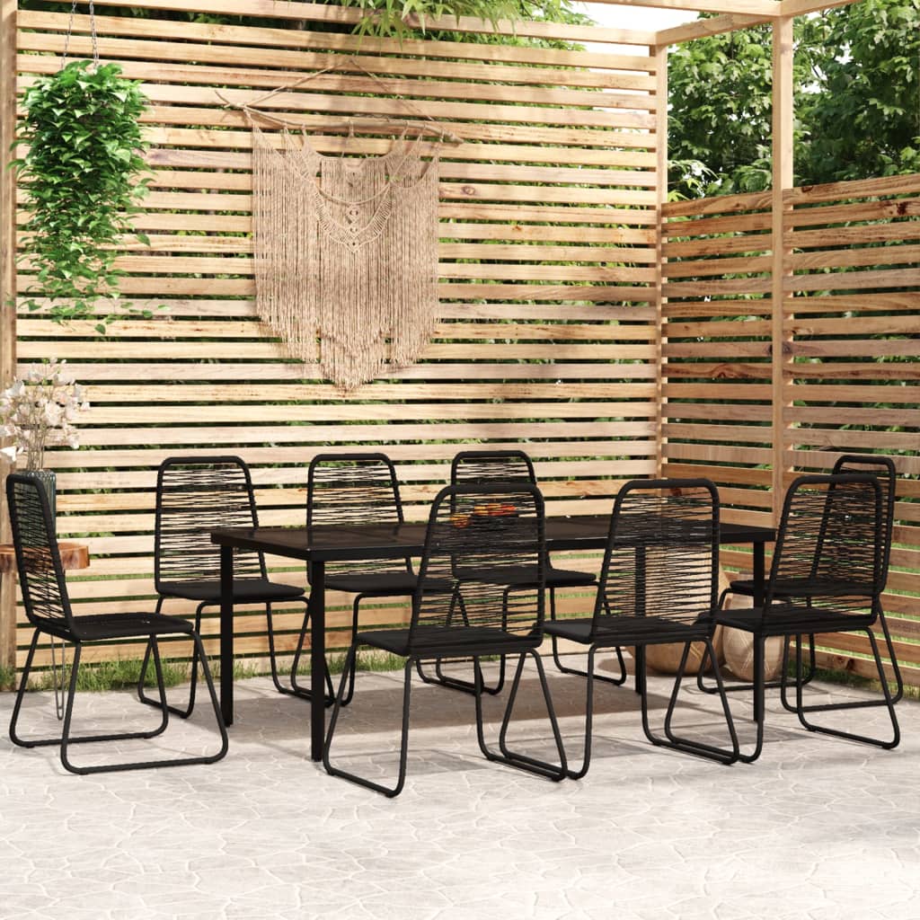 9 Piece Garden Dining Set Black - Style and Chic