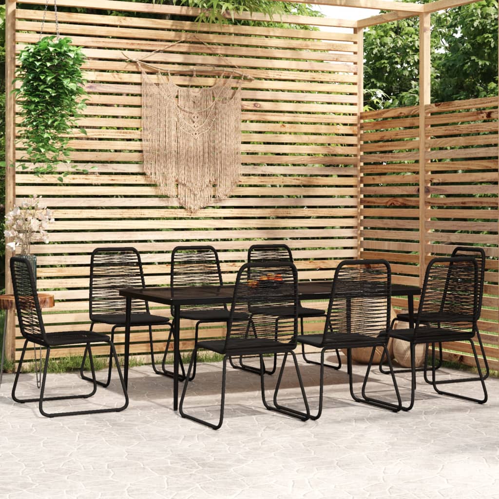 9 Piece Garden Dining Set Black - The Home Maker