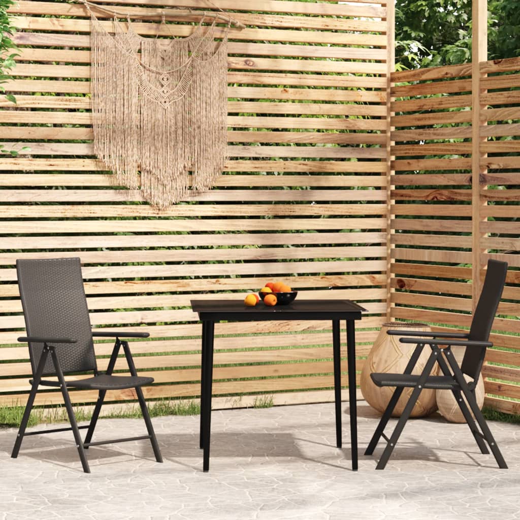 3 Piece Garden Dining Set Black - Discount Dealers