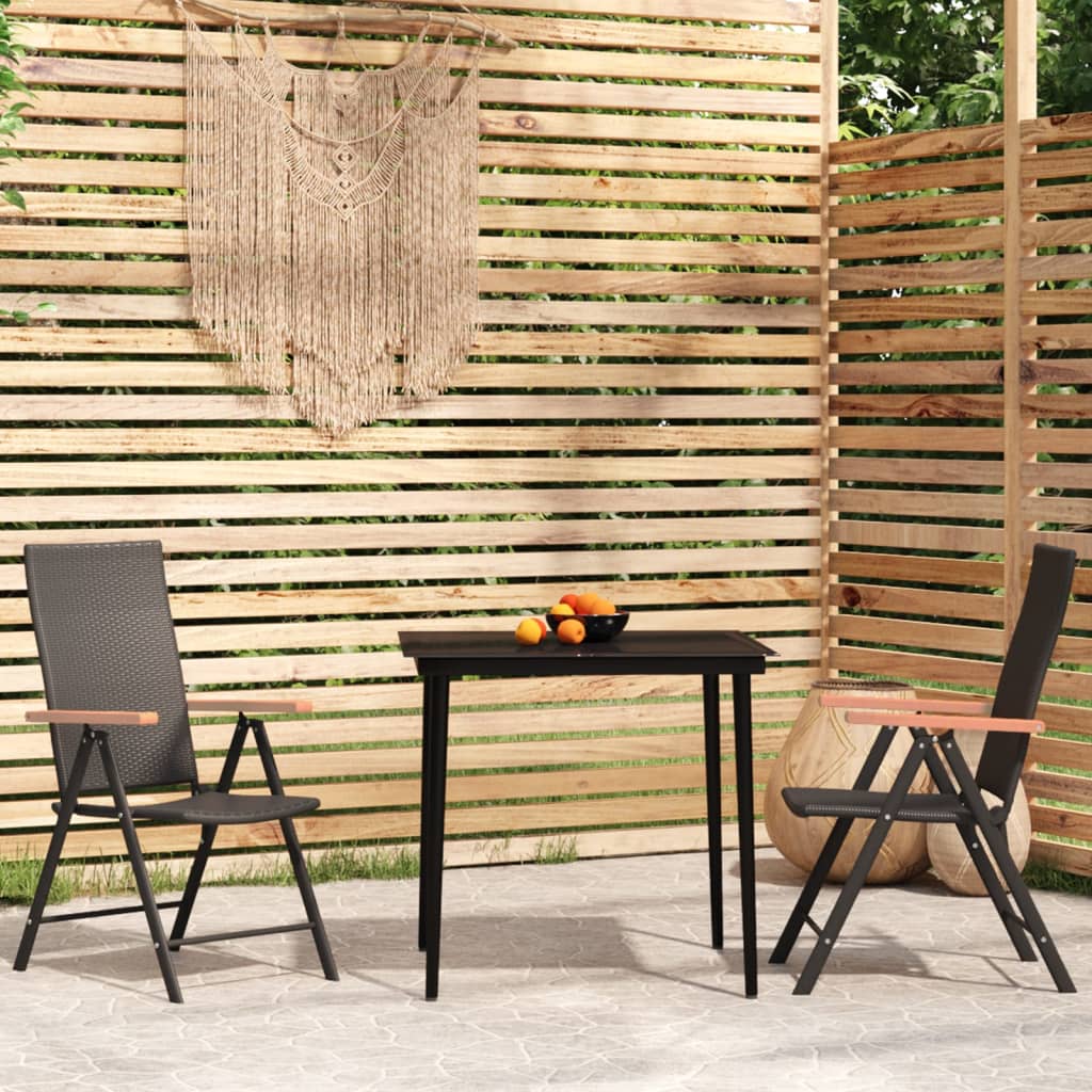 3 Piece Garden Dining Set Black - Millennium Furniture