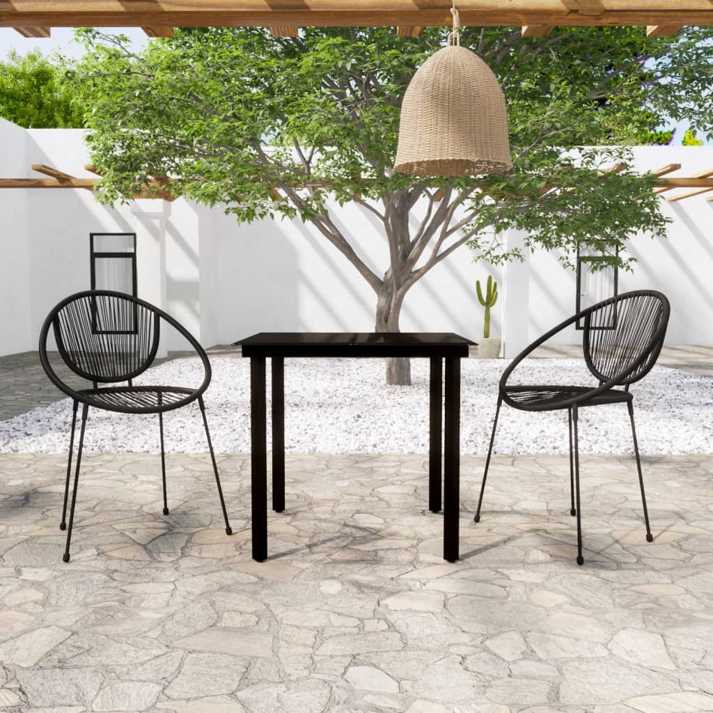 3 Piece Garden Dining Set Black - All Things Good