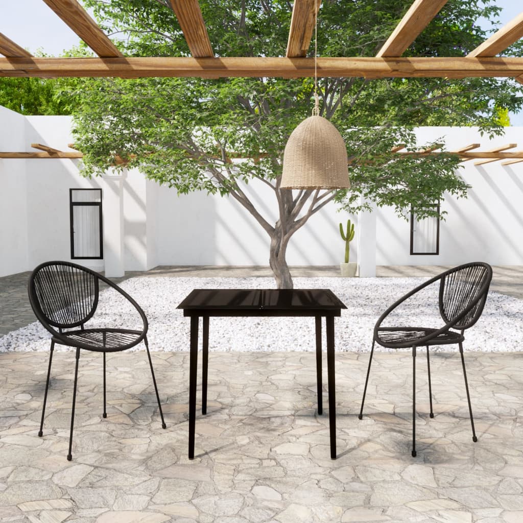 3 Piece Garden Dining Set Black - All Things Good