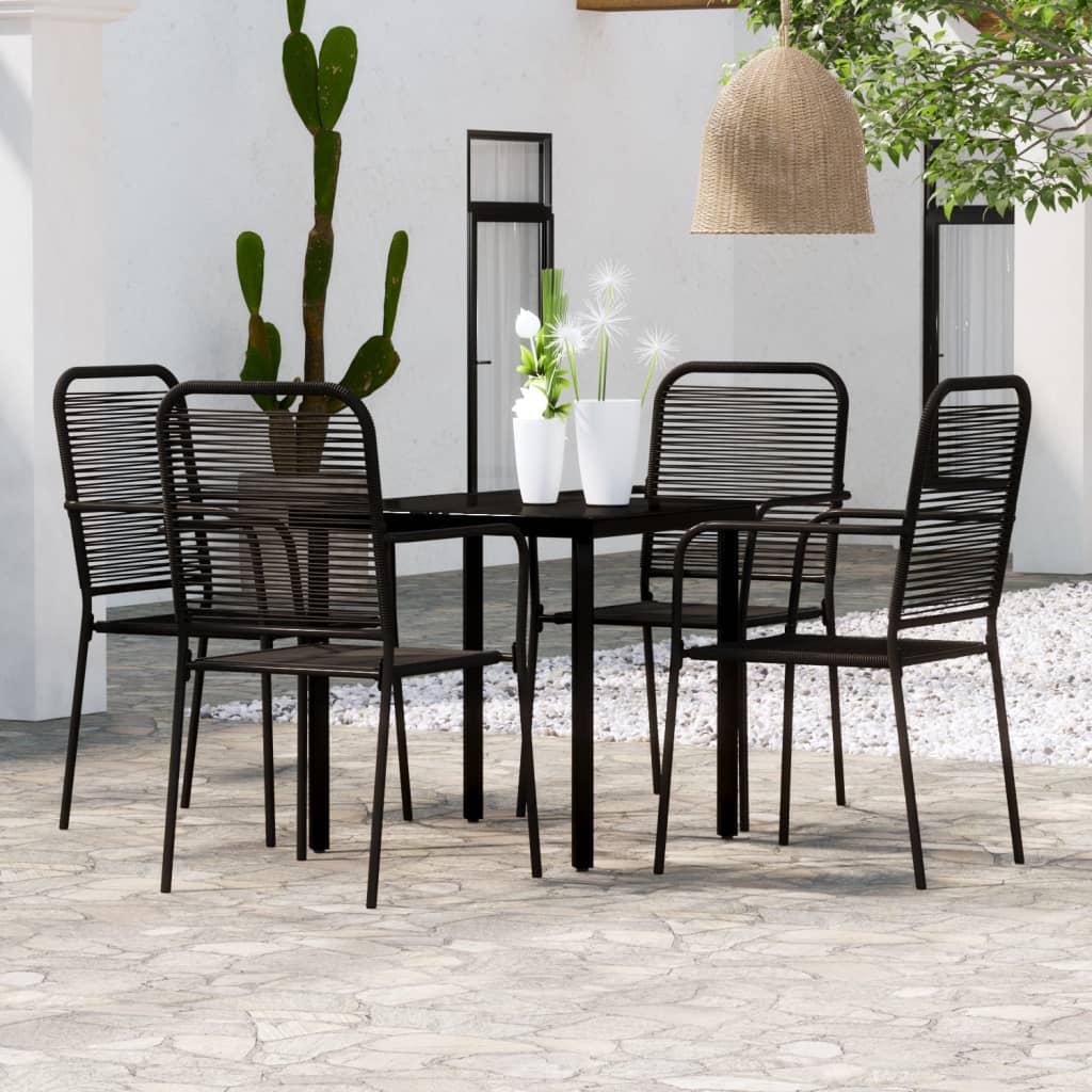 5 Piece Garden Dining Set Black - All Things Good