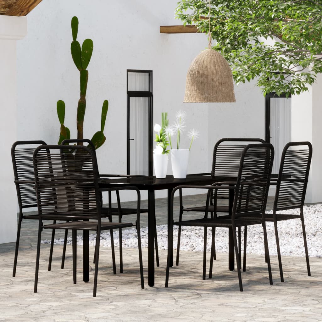 7 Piece Garden Dining Set Black - The Home Maker