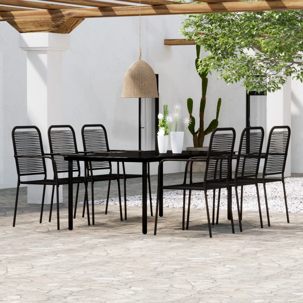 7 Piece Garden Dining Set Black - Merkel Designers