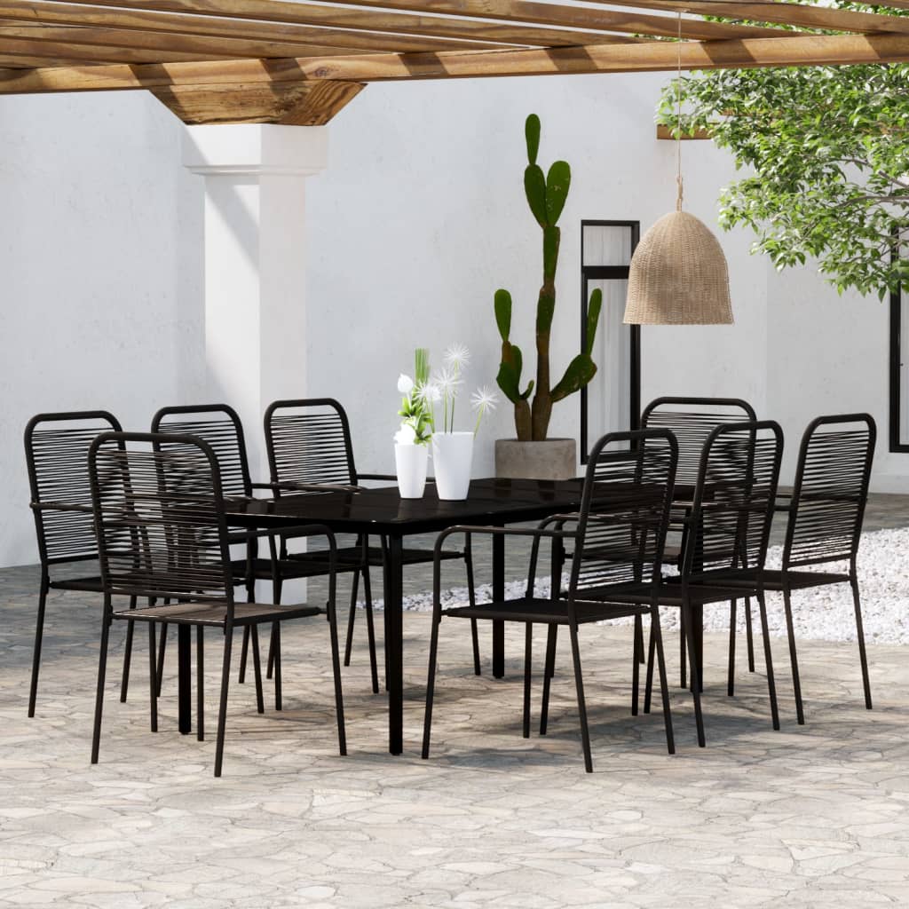 9 Piece Garden Dining Set Black - The Home Maker