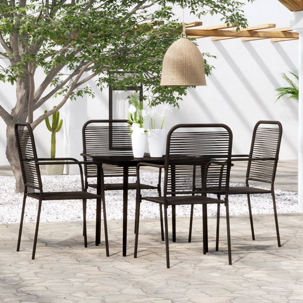 5 Piece Garden Dining Set Black - Millennium Furniture