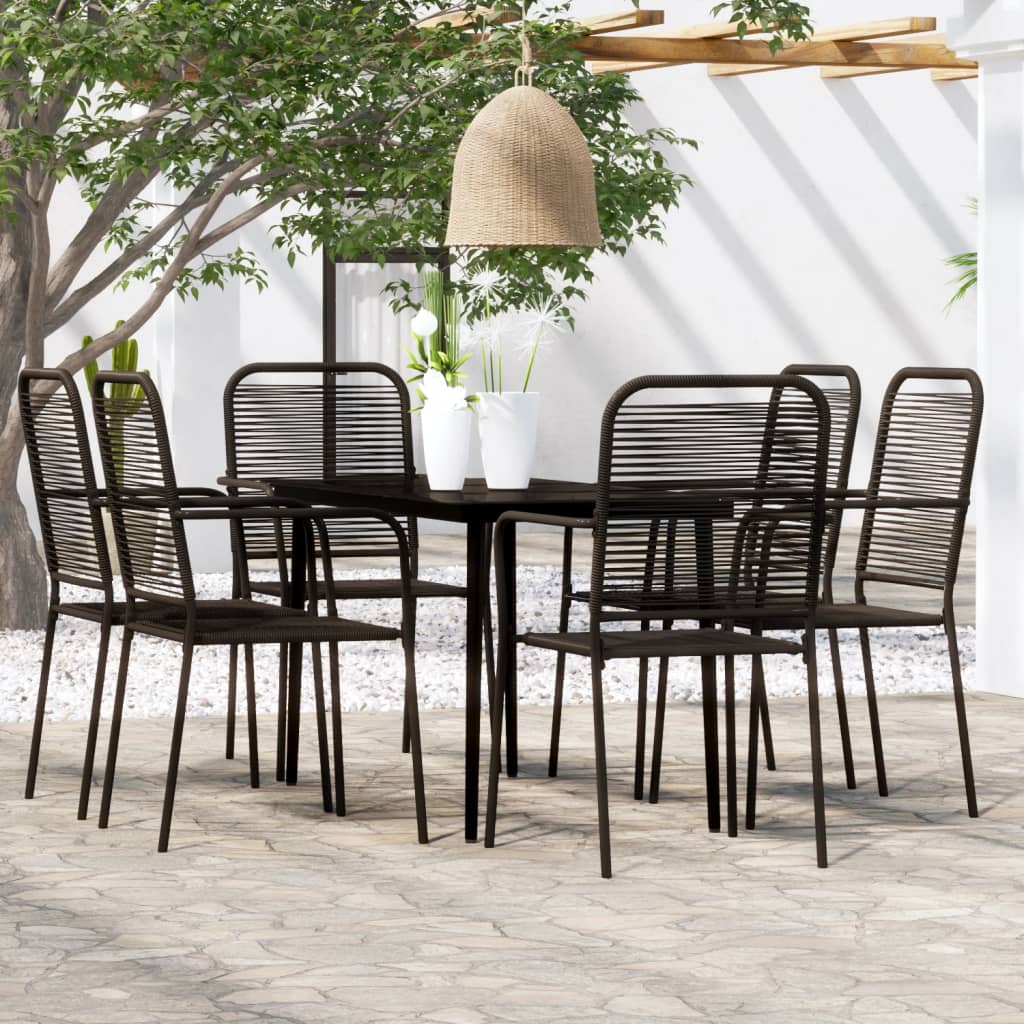 7 Piece Garden Dining Set Black - All Things Good