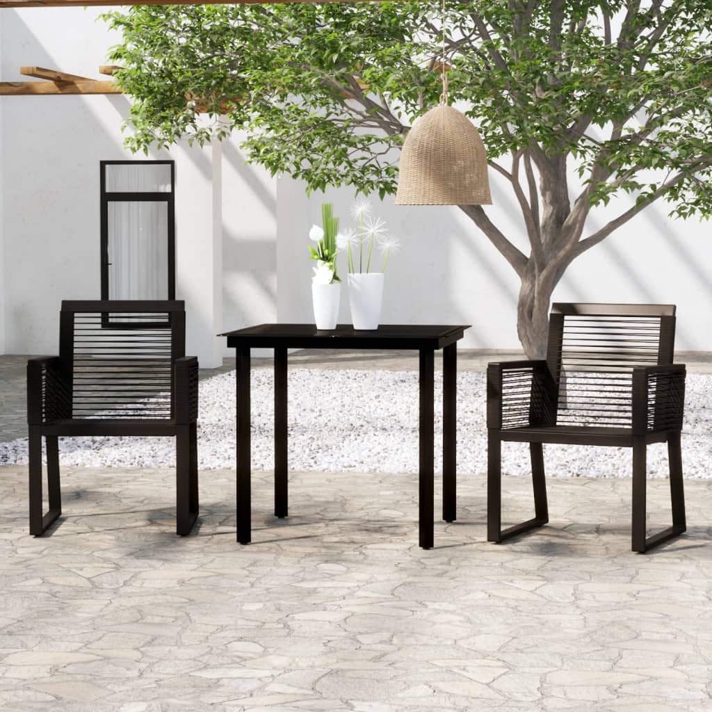 3 Piece Garden Dining Set Black - The Home Maker