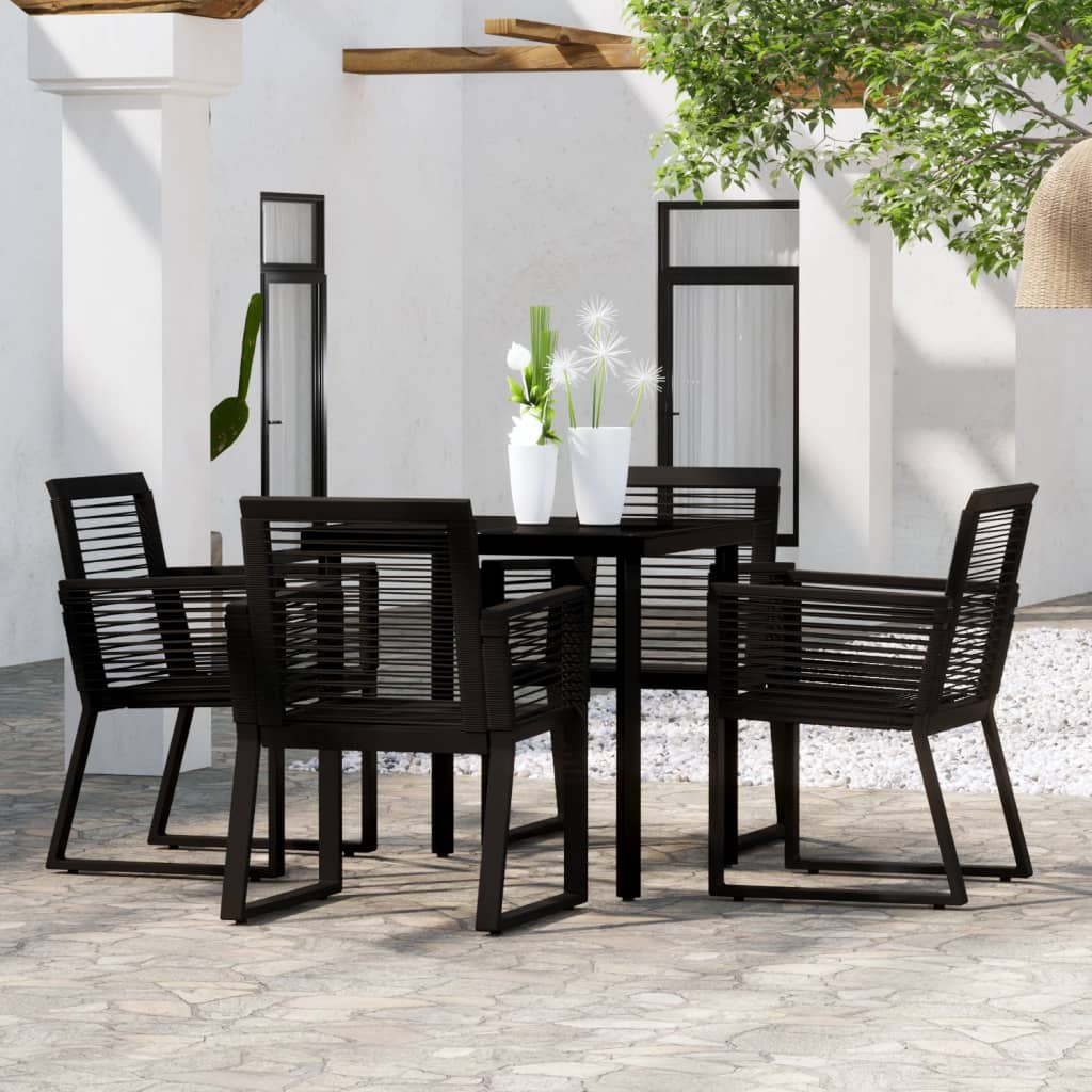 5 Piece Garden Dining Set Black - Direct Imports