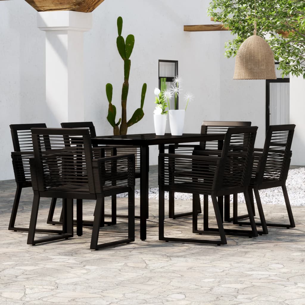 7 Piece Garden Dining Set Black - All Things Good