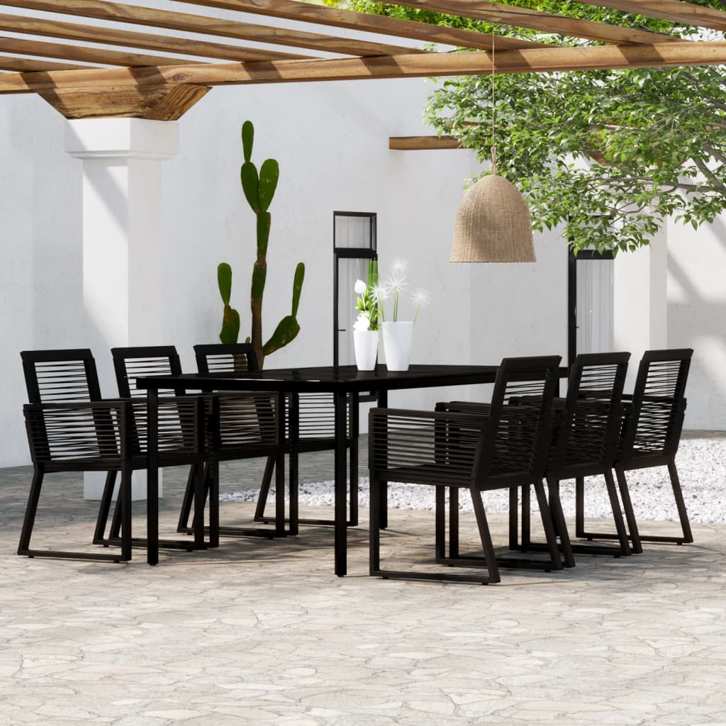 7 Piece Garden Dining Set Black - Style and Chic