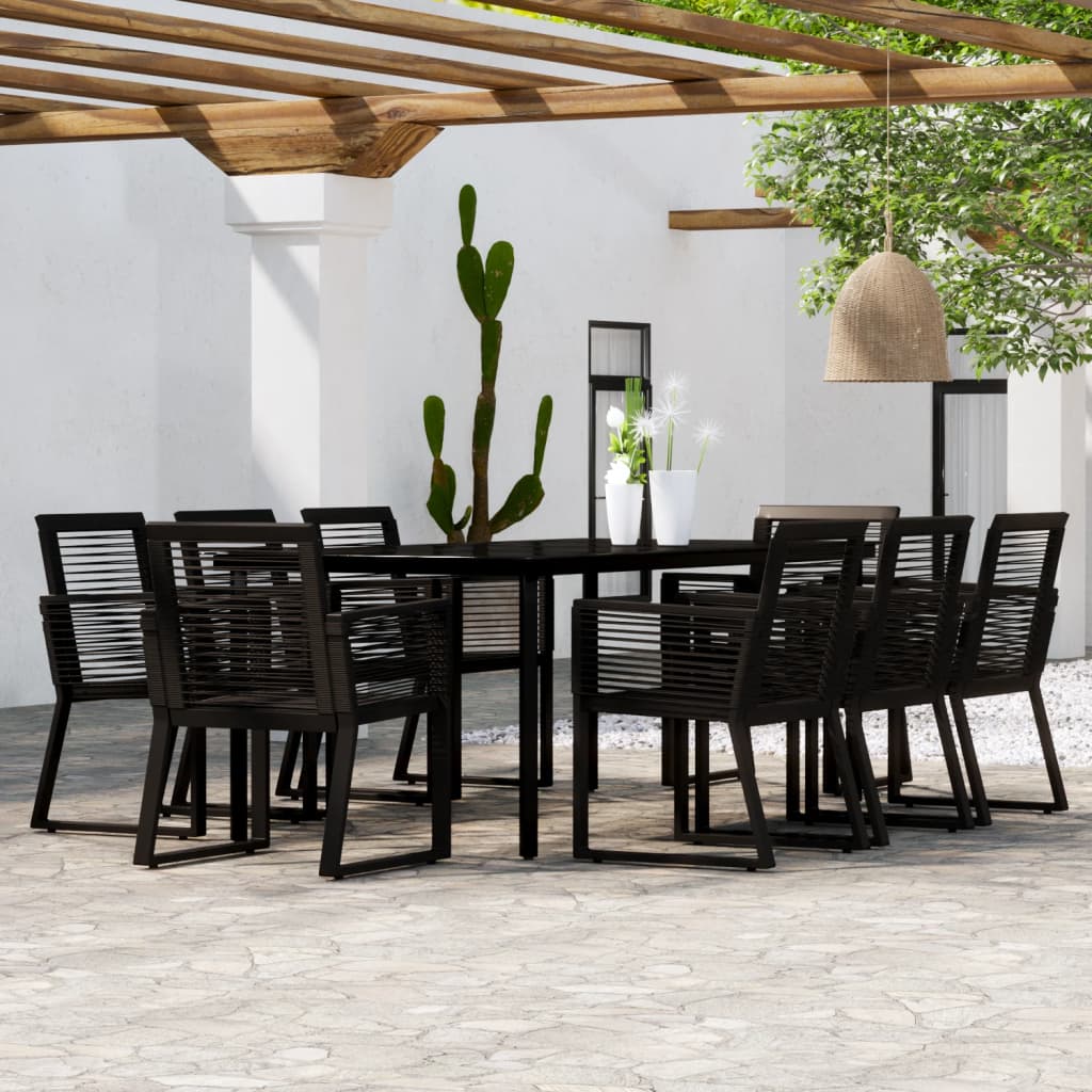 9 Piece Garden Dining Set Black - Charlotte Dunes