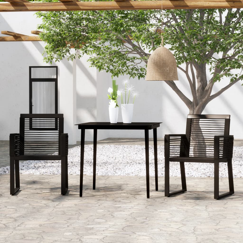 3 Piece Garden Dining Set Black - Merkel Designers