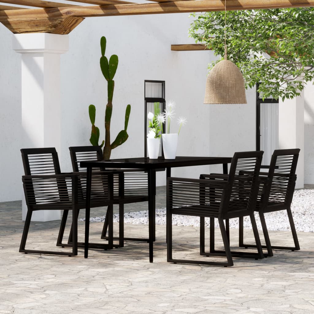 5 Piece Garden Dining Set Black - Merkel Designers