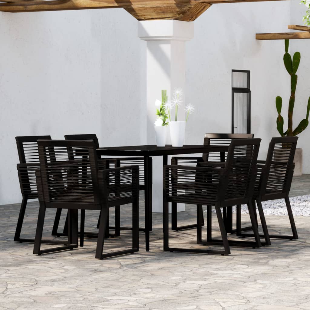 7 Piece Garden Dining Set Black - Style and Chic