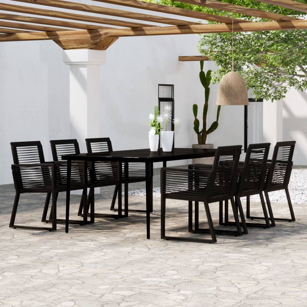 7 Piece Garden Dining Set Black - All Things Good