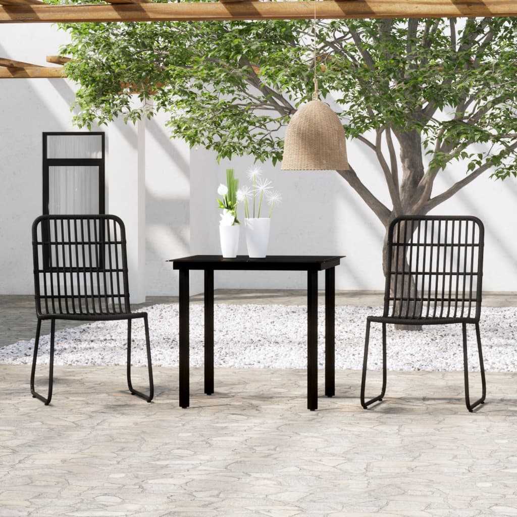 3 Piece Garden Dining Set Black - All Things Good