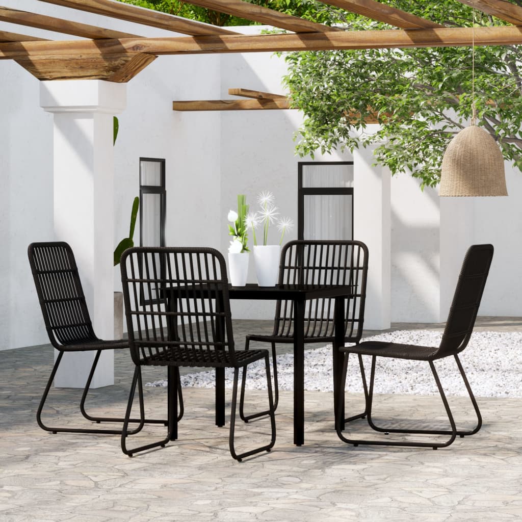 5 Piece Garden Dining Set Black - The Home Maker