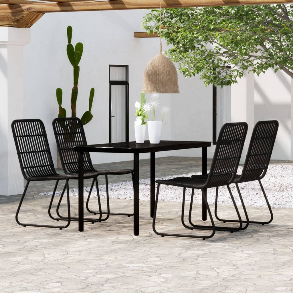 5 Piece Garden Dining Set Black - Merlin Deals