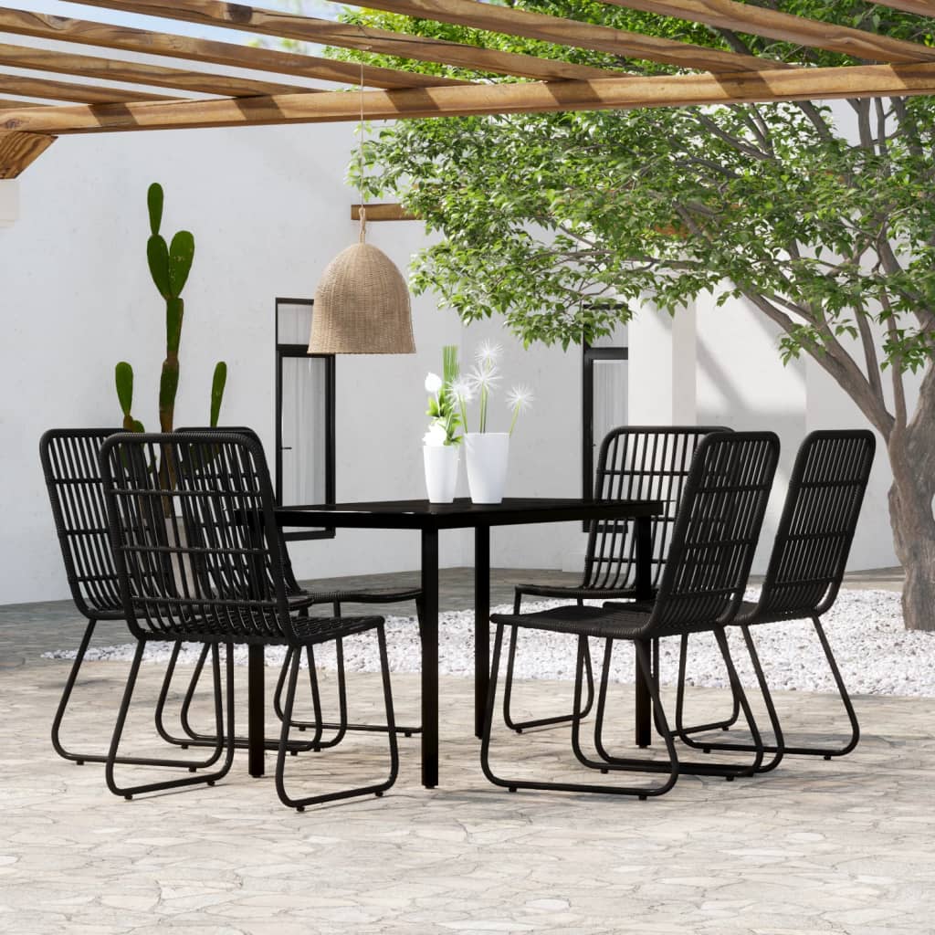 7 Piece Garden Dining Set Black - Discount Dealers