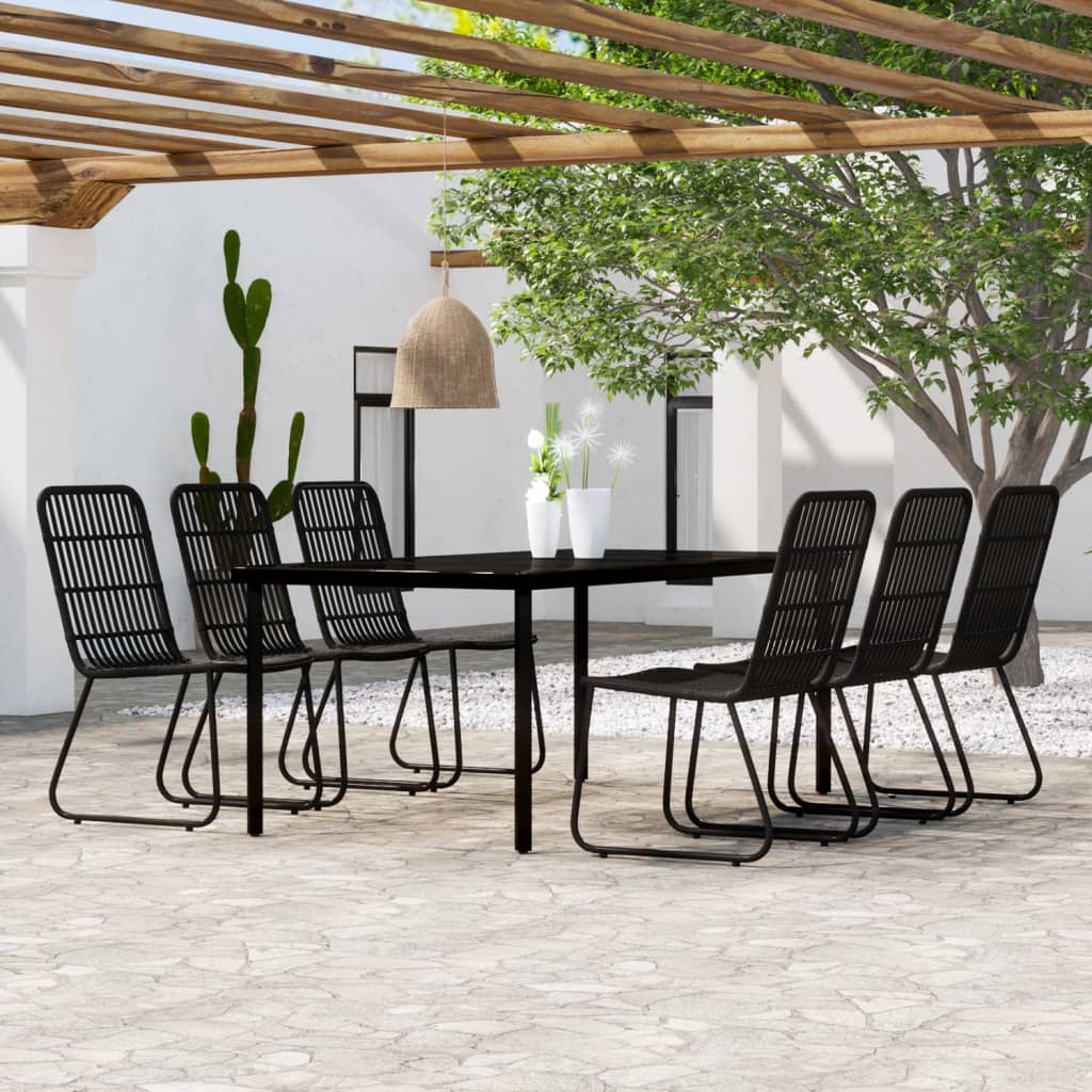 7 Piece Garden Dining Set Black - All Things Good