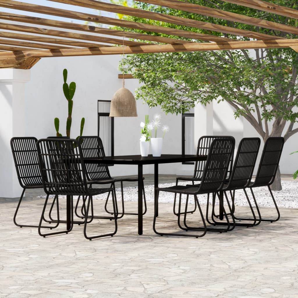 9 Piece Garden Dining Set Black - Style and Chic