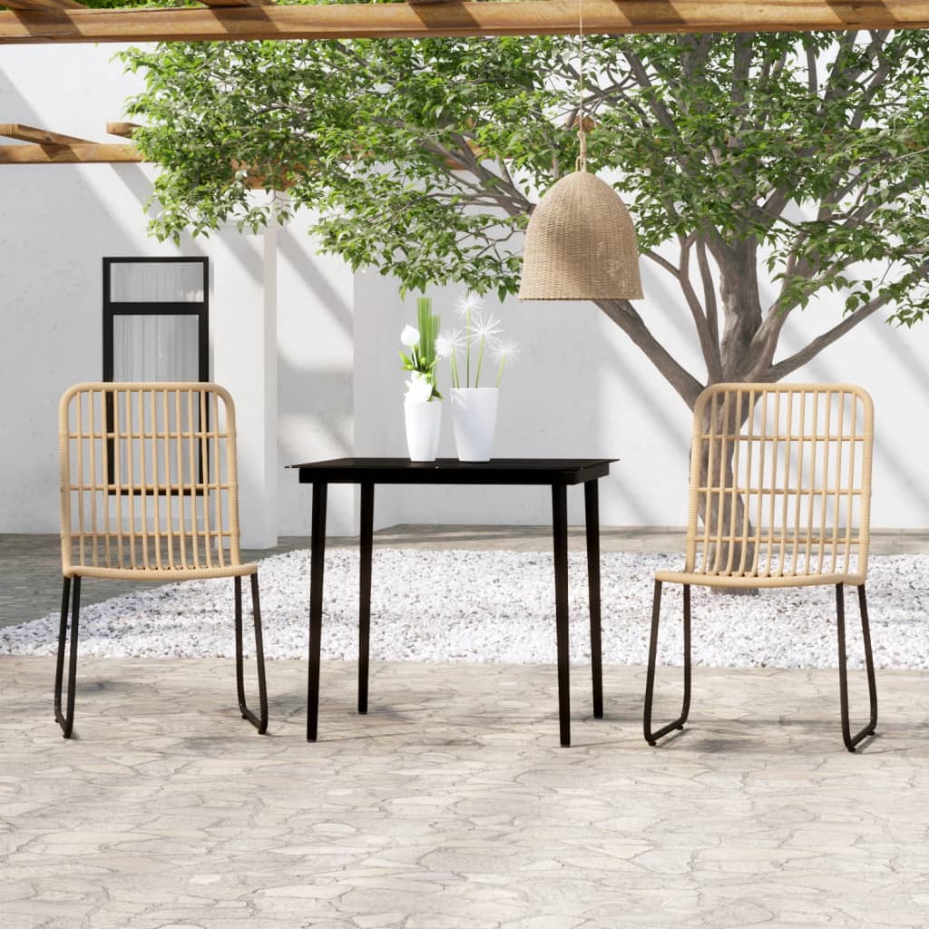 3 Piece Garden Dining Set Oak - All Things Good