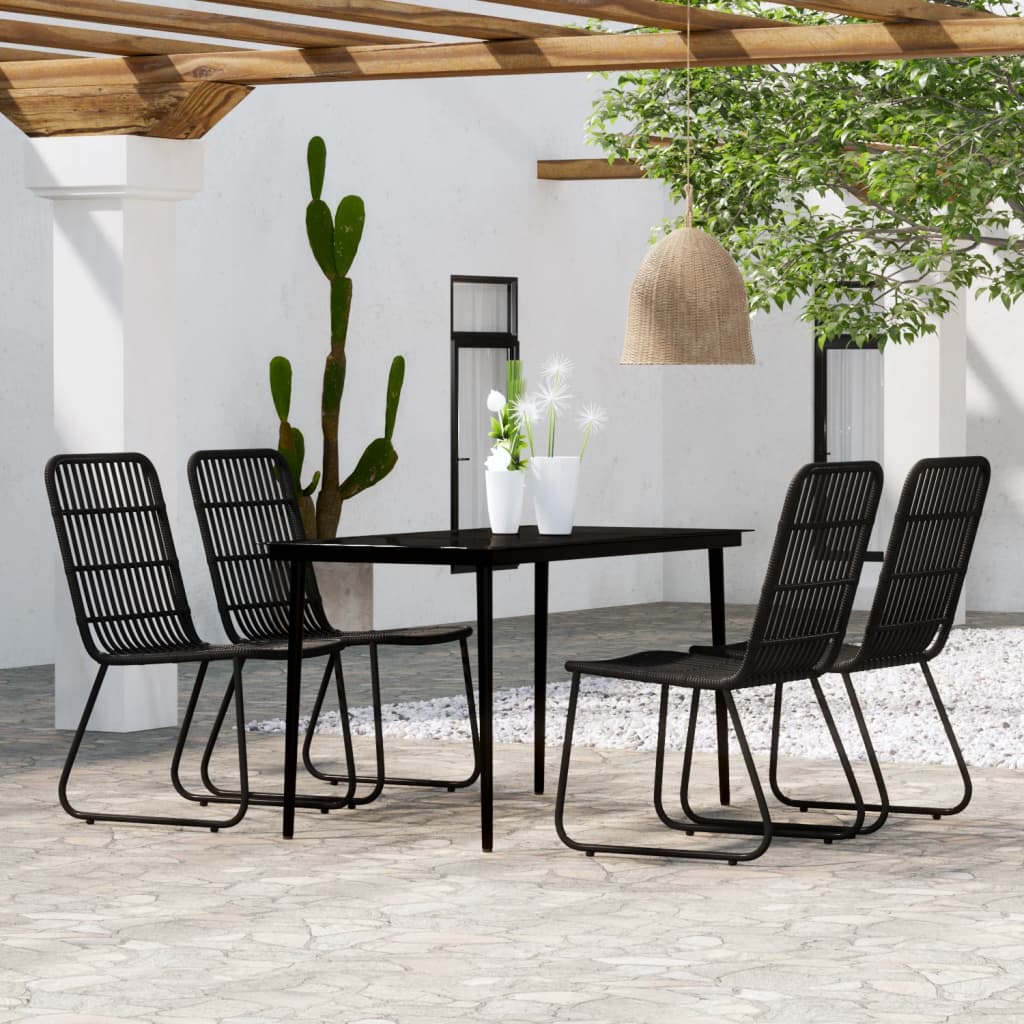 5 Piece Garden Dining Set Black - Merkel Designers
