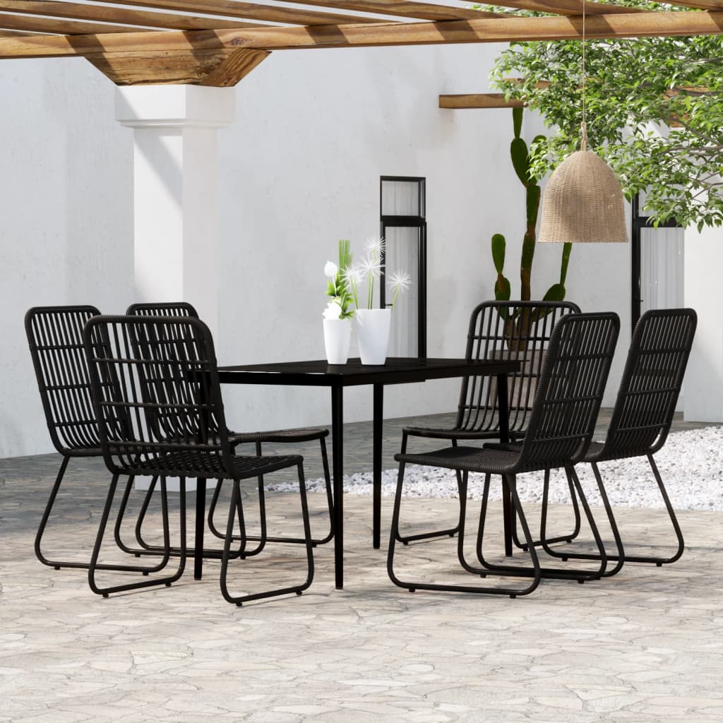 7 Piece Garden Dining Set Black - The Home Maker