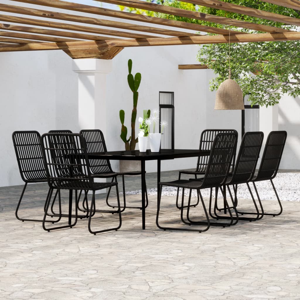 9 Piece Garden Dining Set Black - Direct Imports