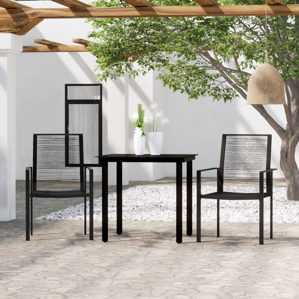 3 Piece Garden Dining Set Black - Sid & Sam