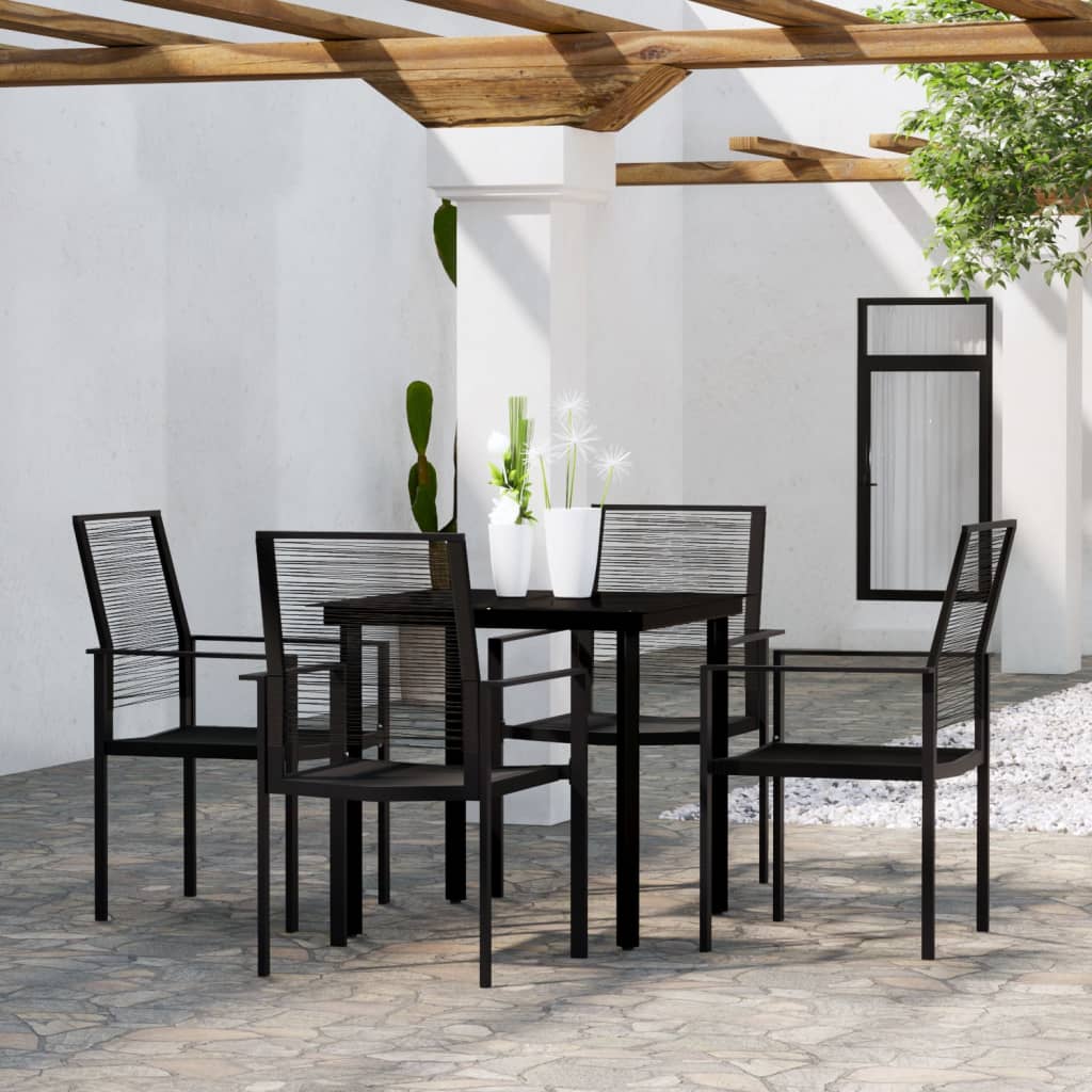 5 Piece Garden Dining Set Black - Style and Chic