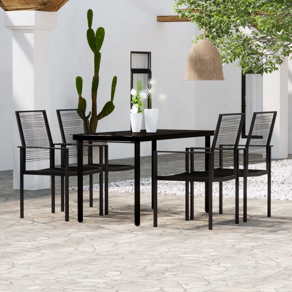 5 Piece Garden Dining Set Black - Millennium Furniture