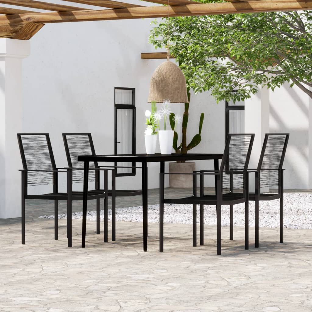 5 Piece Garden Dining Set Black - Merlin Deals
