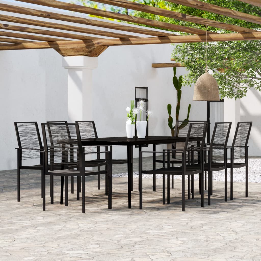 9 Piece Garden Dining Set Black - Style and Chic