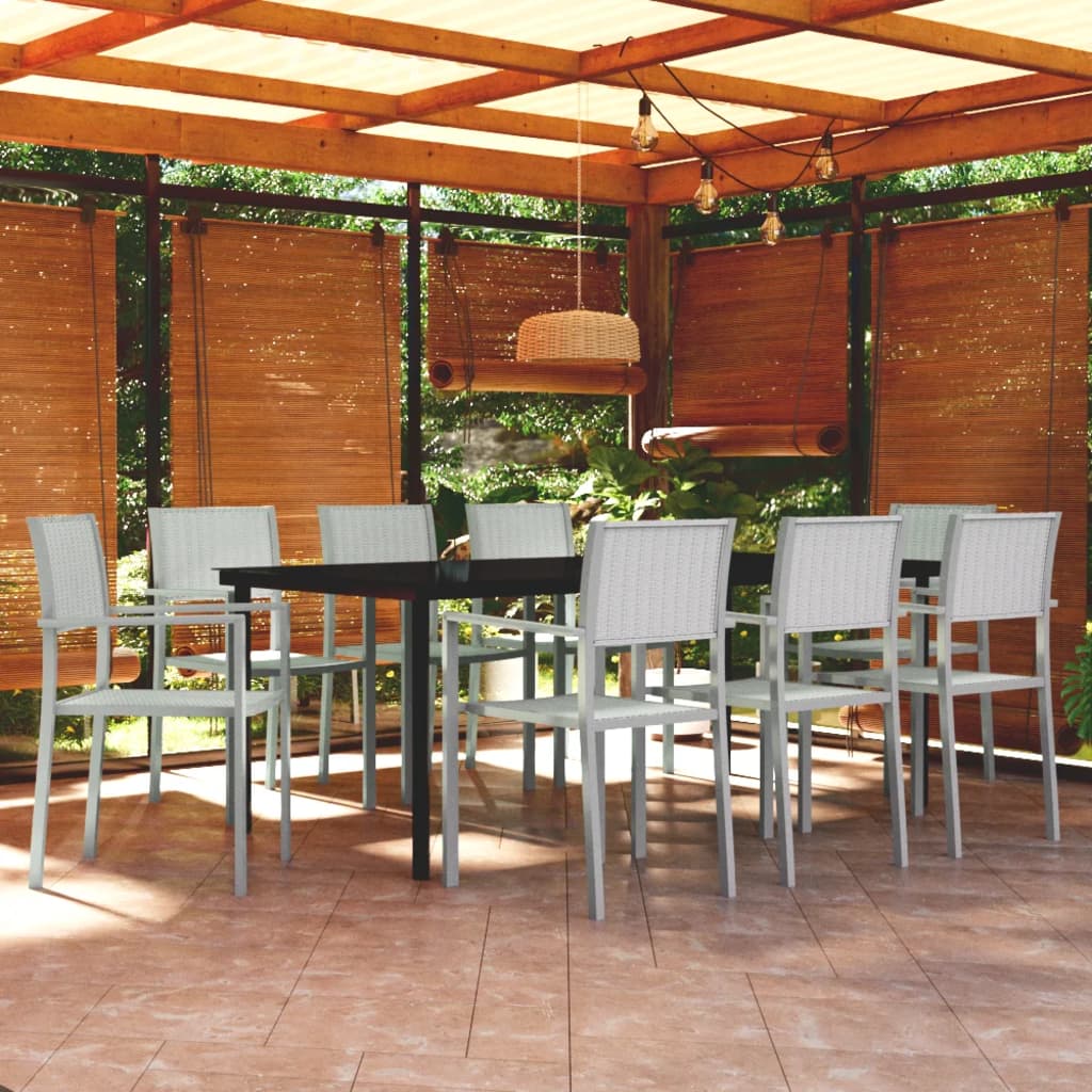 9 Piece Garden Dining Set White - Brittle & Co