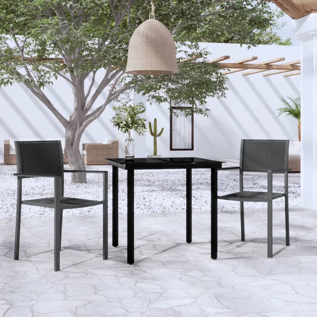 3 Piece Garden Dining Set Black - All Things Good
