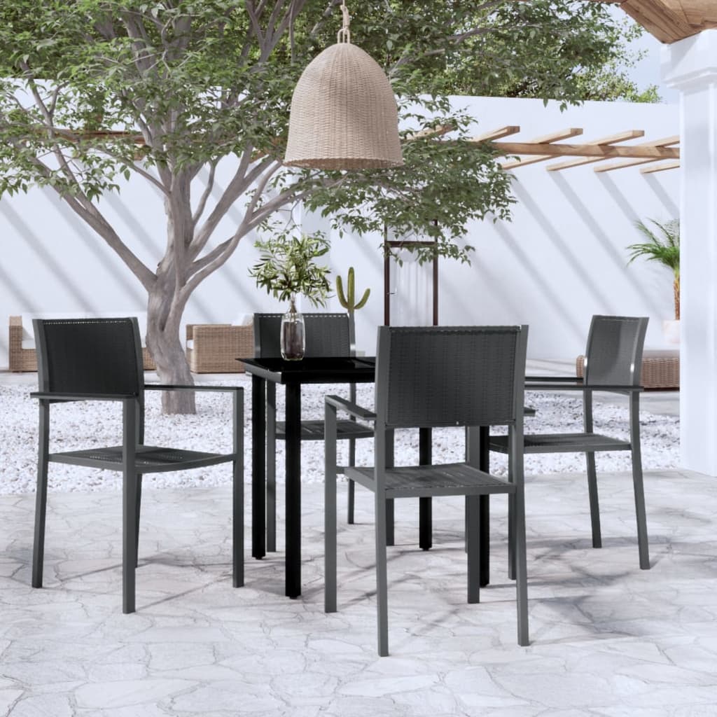 5 Piece Garden Dining Set Black - Merlin Deals